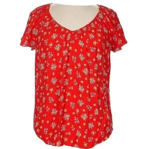 Rebecca Taylor Scarlet Floral Blouse Sz 6